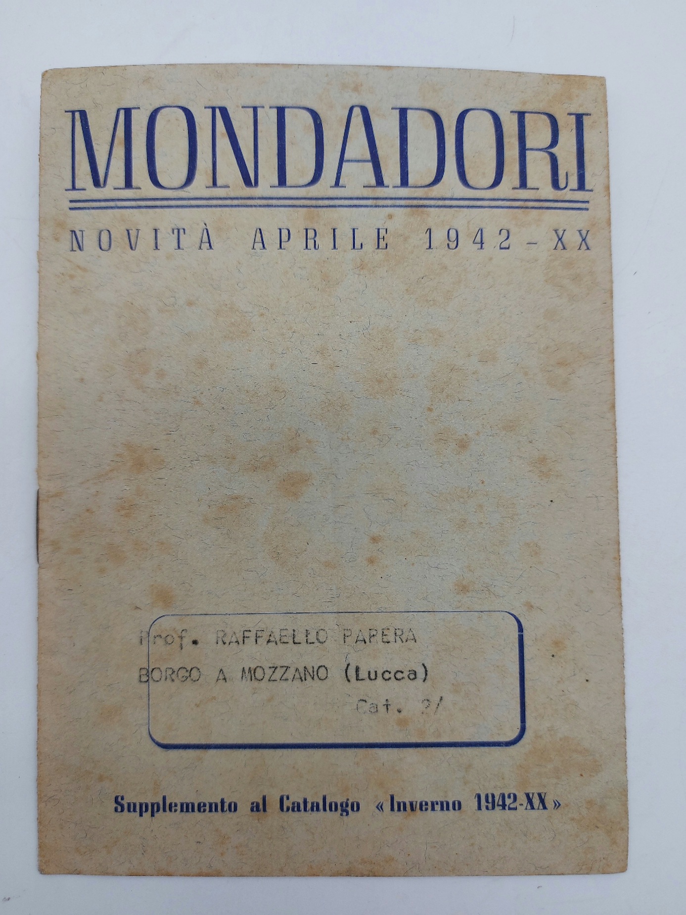 Mondadori. Novità aprile 1942 - XX
